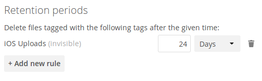 Setting retention times via tag.